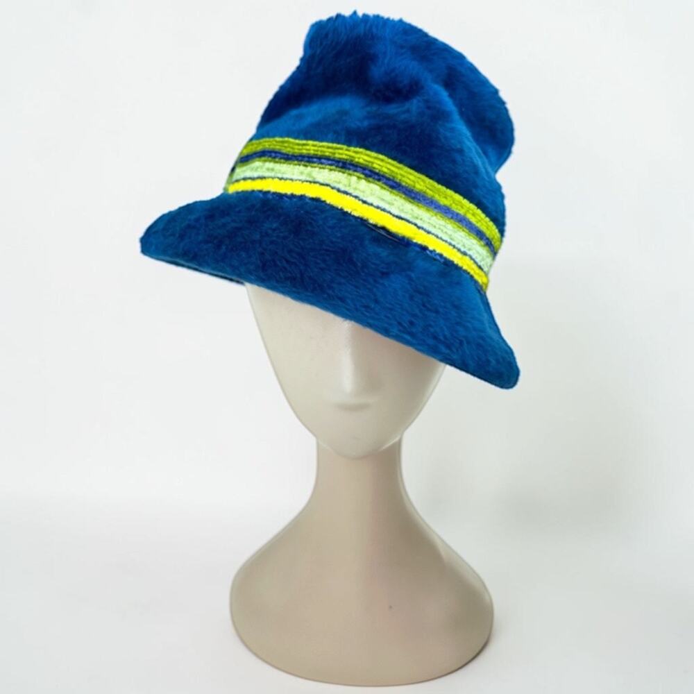 Vintage 1960s Italian Felt Blue Bucket Hat Duchess Styled by Coralie